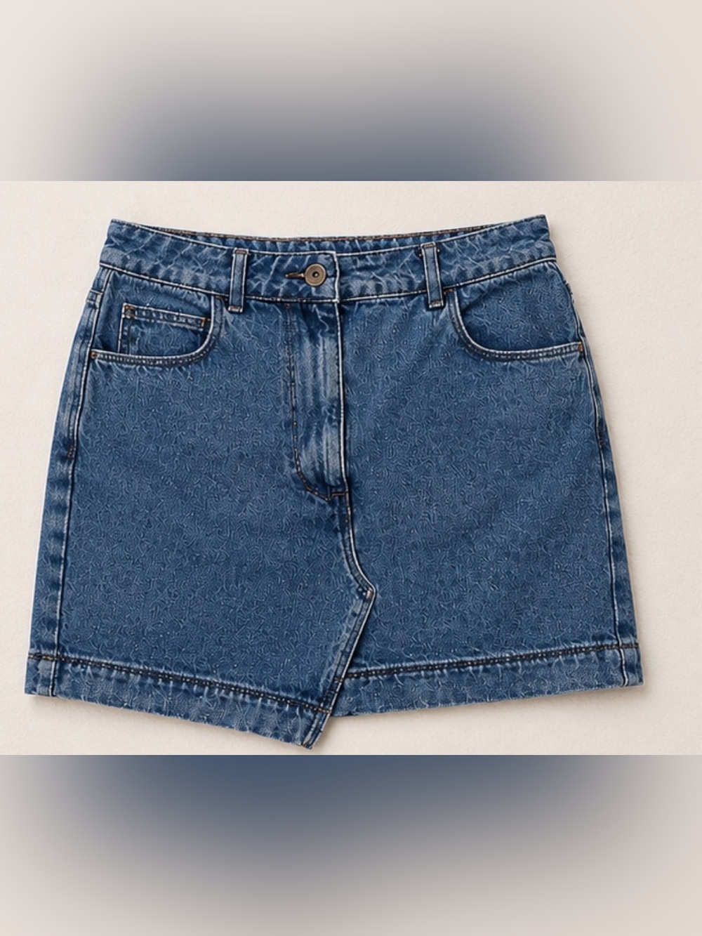 COLLUSION Asymmetrical Denim Mini Skirt Size 6 Blue Jean Y2K